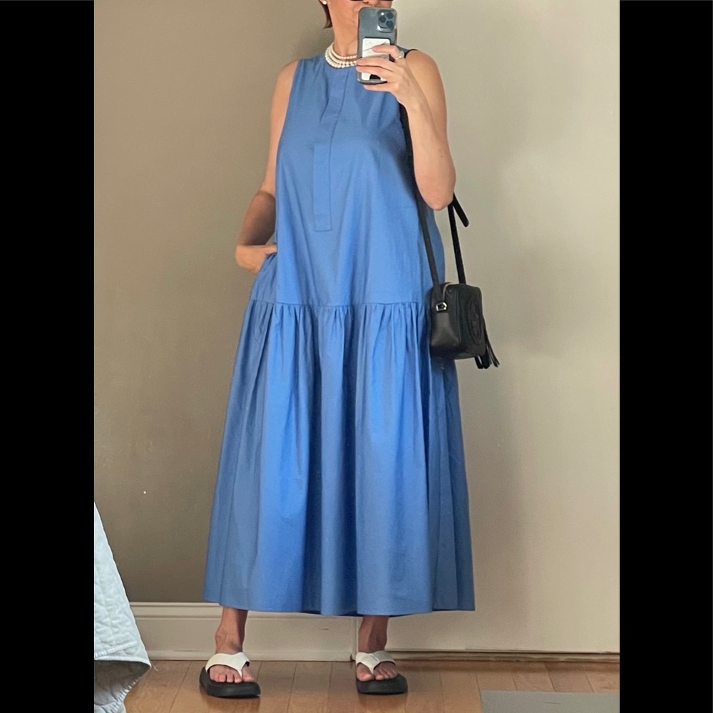 Massimo Dutti Blue Sleeveless Maxi Dress